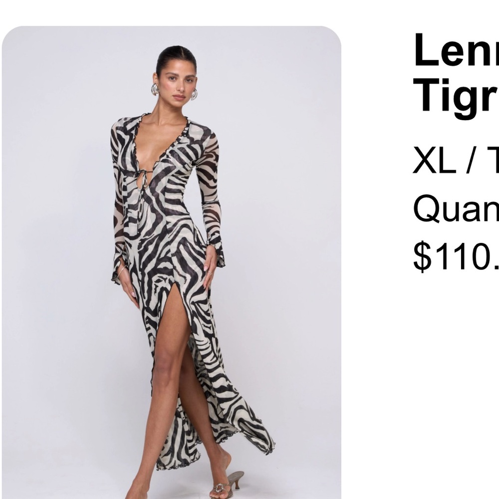 RESA Black and White Animal Print Long Sleeve Dress
